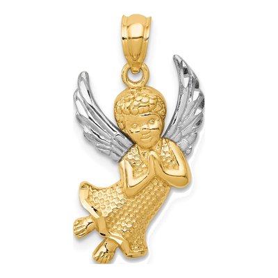 14K Yellow Gold Praying Angel Pendant