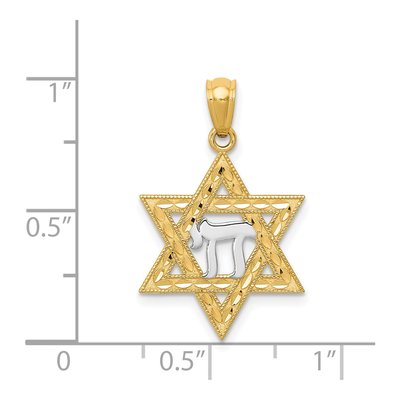 14K Yellow Gold Star of David Chai Pendant – view 5
