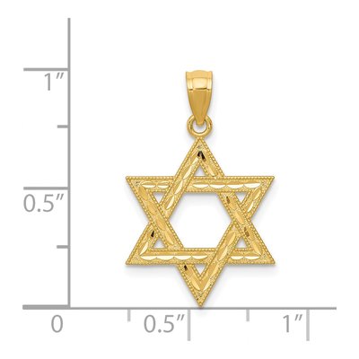 14K Yellow Gold Diamond-Cut Star of David Pendant – view 5