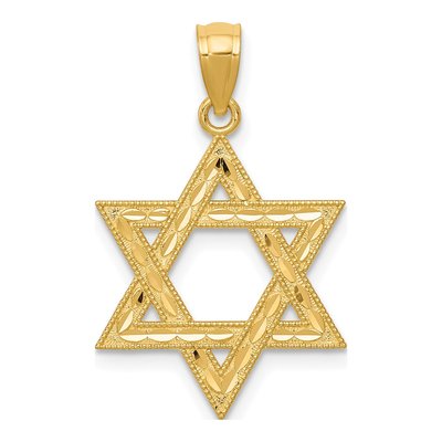 14K Yellow Gold Diamond-Cut Star of David Pendant