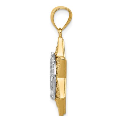14K Two-Tone Gold Star of David Menorah Pendant – view 3