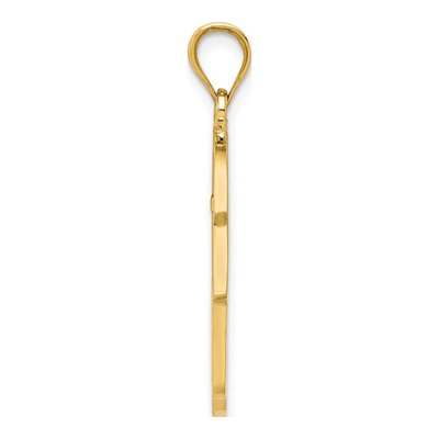 14K Yellow Gold Filigree Hamsa Evil Eye Pendant – view 3