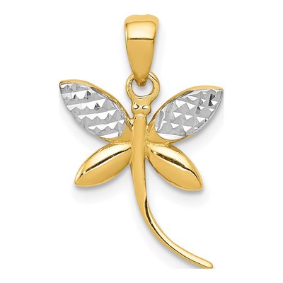 14K Yellow Gold Dragonfly Pendant