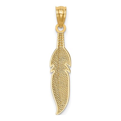 14K Yellow Gold Feather Pendant – view 4