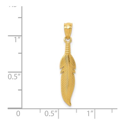 14K Yellow Gold Feather Pendant – view 5