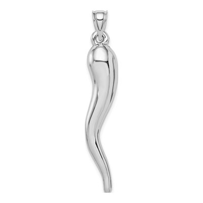 14K White Gold 3-D Horn Pendant