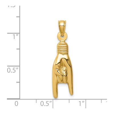 14K Yellow Gold 3D Rock on Sign Charm – view 5