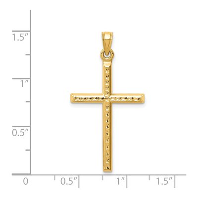 14K Yellow Gold Diamond-Cut Hollow Cross Pendant – view 5