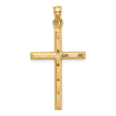 14K Yellow Gold Diamond-Cut Cross Pendant – view 4