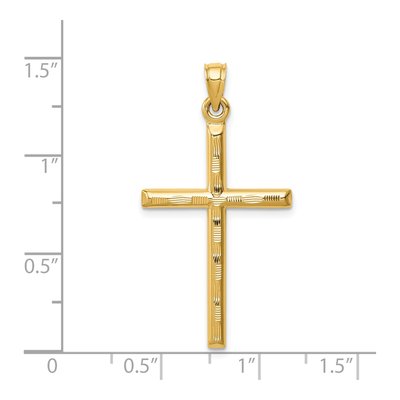 14K Yellow Gold Diamond-Cut Cross Pendant – view 5
