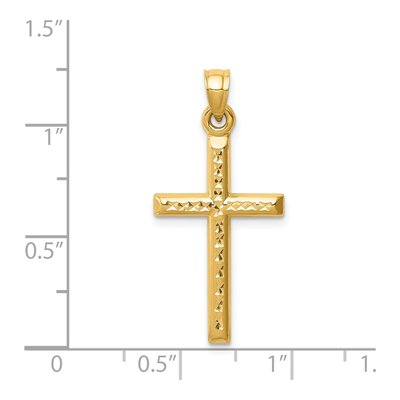 14K Yellow Gold Diamond-Cut Cross Pendant – view 5