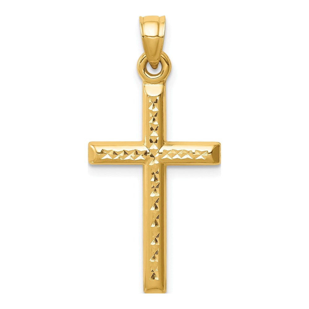 14K Yellow Gold Diamond-Cut Cross Pendant