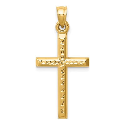 14K Yellow Gold Diamond-Cut Cross Pendant