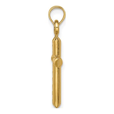 14K Yellow Gold Diamond-Cut Hollow Cross Pendant – view 3