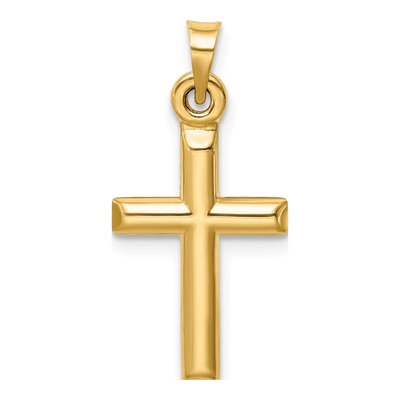 14K Yellow Gold Diamond-Cut Hollow Cross Pendant – view 4