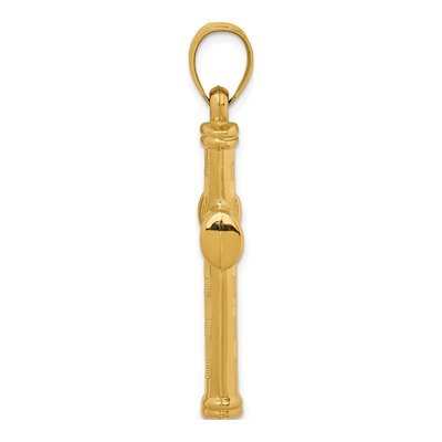 14K Yellow Gold Hollow Diamond-Cut Cross Pendant – view 3