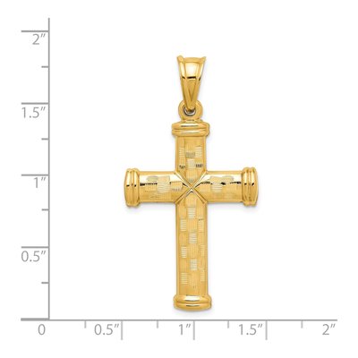 14K Yellow Gold Hollow Diamond-Cut Cross Pendant – view 5