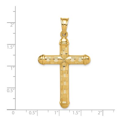 14K Yellow Gold Hollow Diamond-Cut Cross Pendant – view 5