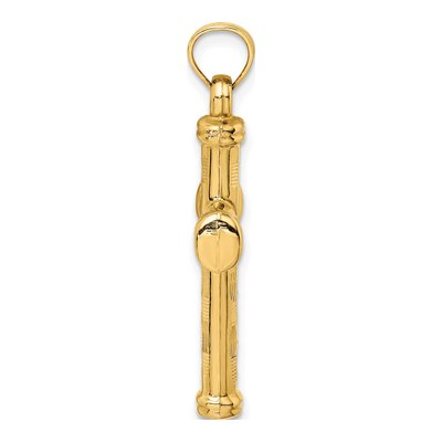 14K Yellow Gold Hollow Diamond-Cut Cross Pendant – view 3