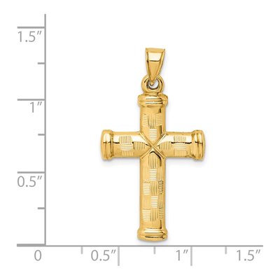 14K Yellow Gold Hollow Diamond-Cut Cross Pendant – view 5