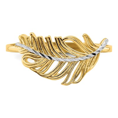 14K Yellow Gold Feather Ring – view 6