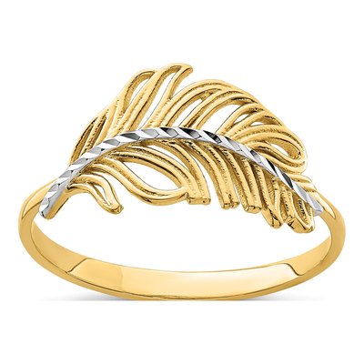 14K Yellow Gold Feather Ring