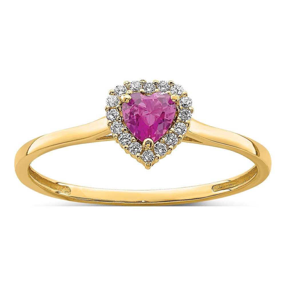 14K Yellow Gold CZ Heart Halo Ring