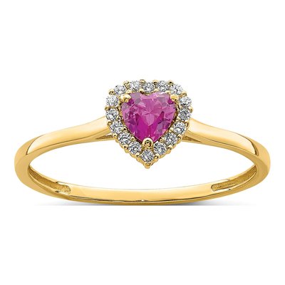 14K Yellow Gold CZ Heart Halo Ring