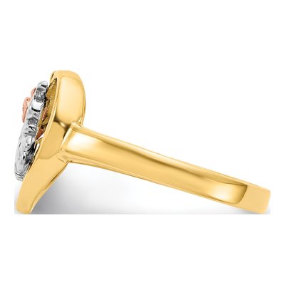 14K Tri-Color Gold Quinceaera Aos Heart Ring – view 4