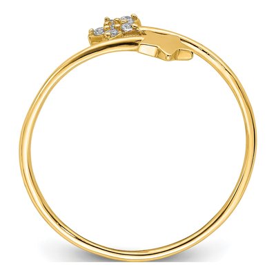 14K Yellow Gold CZ Two Stars Bypass Ring – view 3