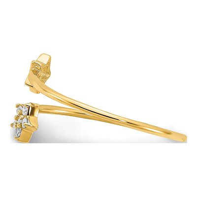 14K Yellow Gold CZ Two Stars Bypass Ring – view 4
