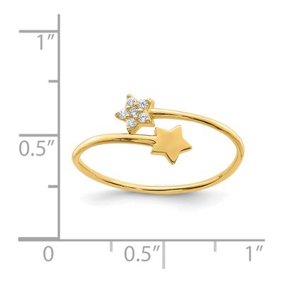 14K Yellow Gold CZ Two Stars Bypass Ring – view 5