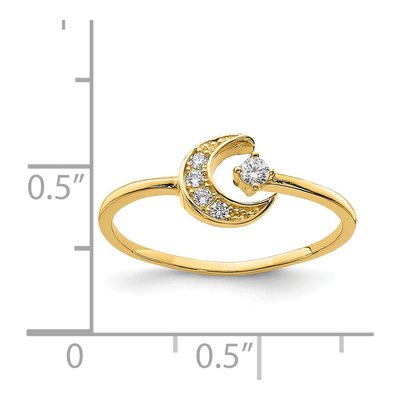 14K Yellow Gold CZ Moon Ring – view 5