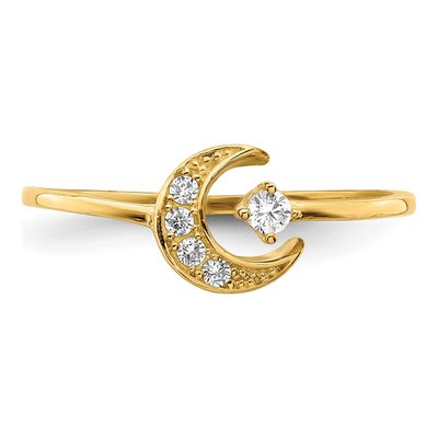 14K Yellow Gold CZ Moon Ring – view 6