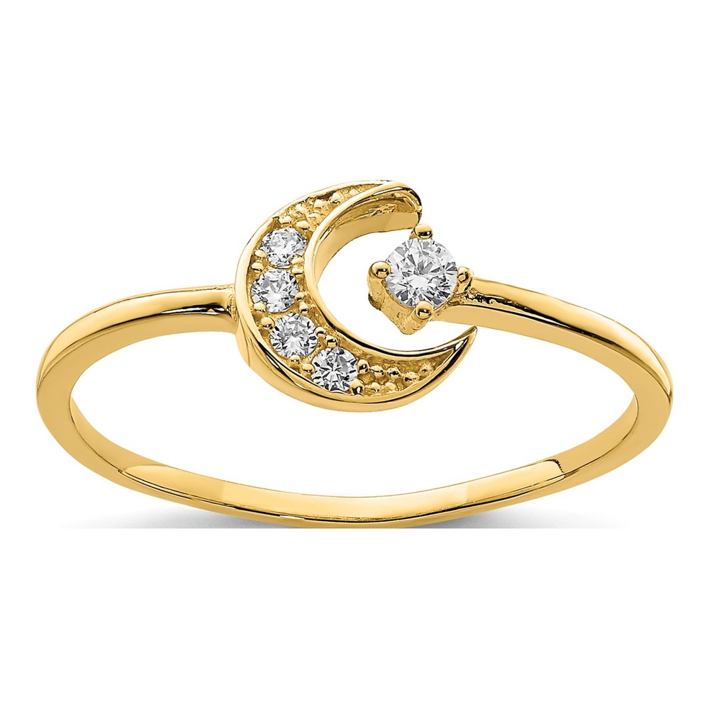 14K Yellow Gold CZ Moon Ring