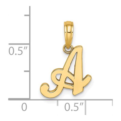 14K Yellow Gold Script 'a' Letter A Pendant – view 4