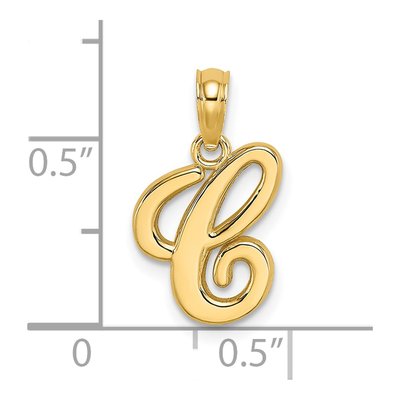 14K Yellow Gold Script Letter C Pendant – view 4
