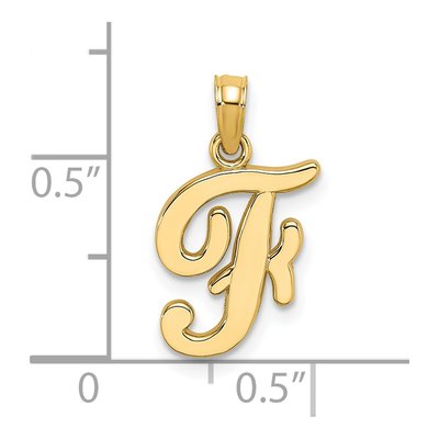 14K Yellow Gold Script Letter F Pendant – view 4