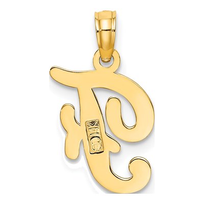 14K Yellow Gold Script Letter F Pendant – view 5