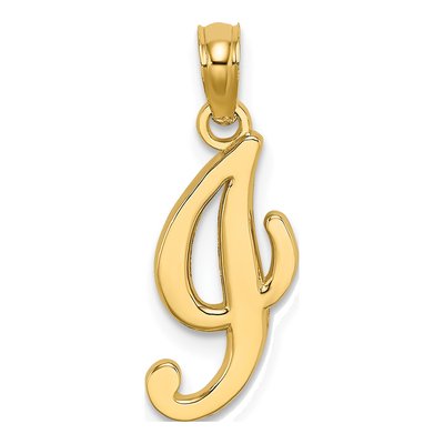 14K Yellow Gold Script Initial I Pendant