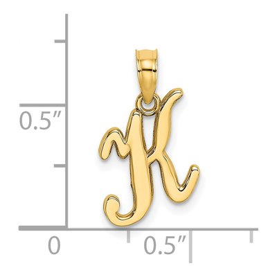 14K Yellow Gold Script Letter K Pendant – view 4