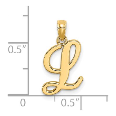 14K Yellow Gold Script Letter L Pendant – view 4