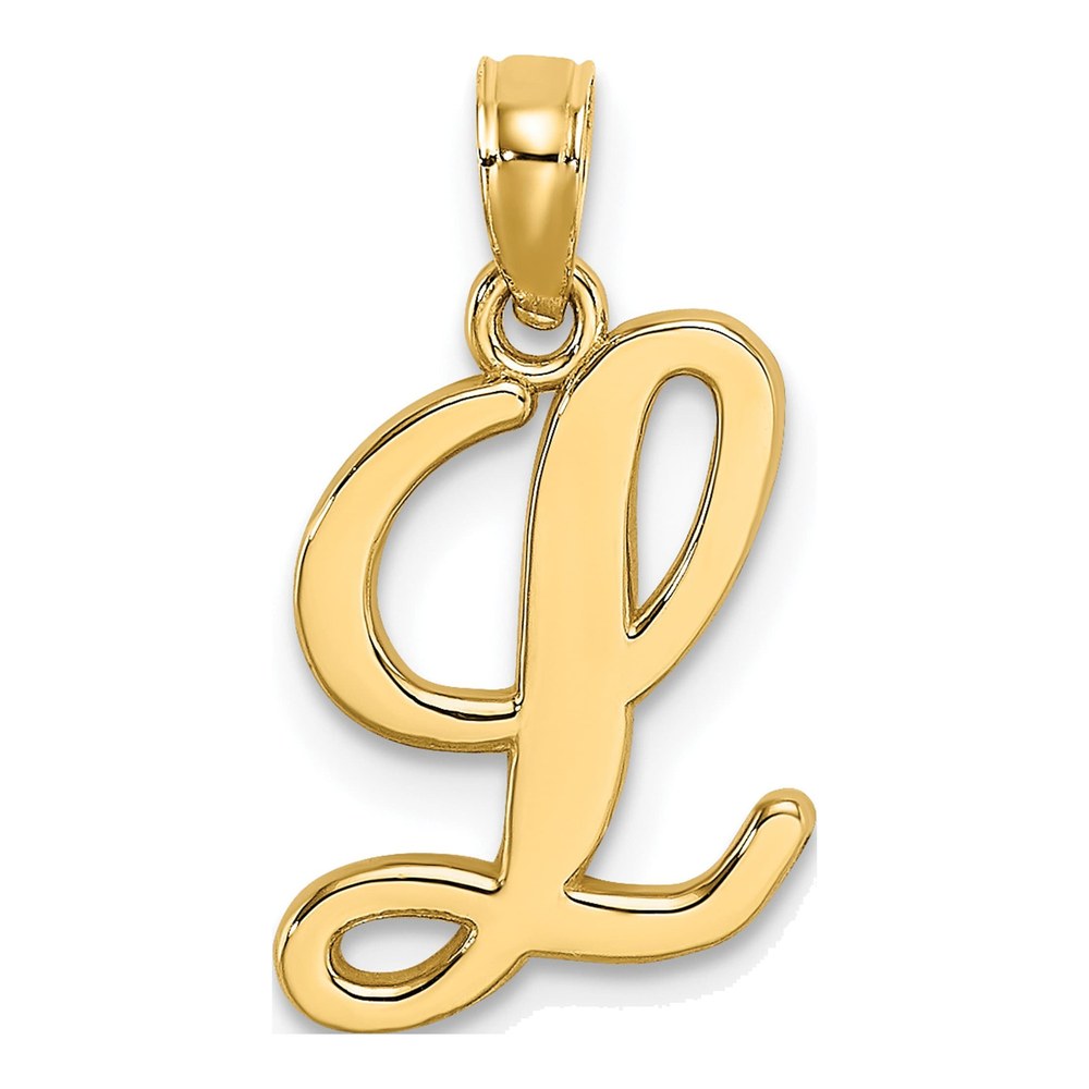 14K Yellow Gold Script Letter L Pendant