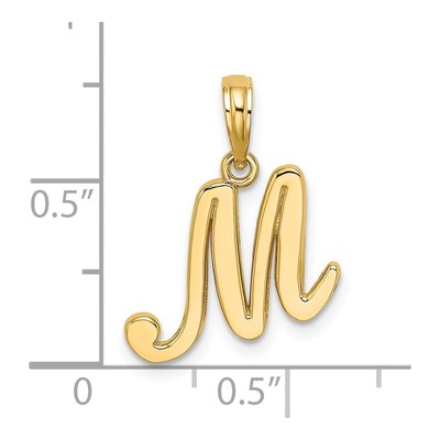 14K Yellow Gold Script Letter M Pendant – view 4