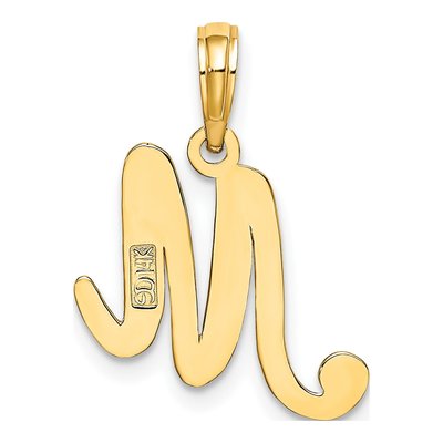 14K Yellow Gold Script Letter M Pendant – view 5