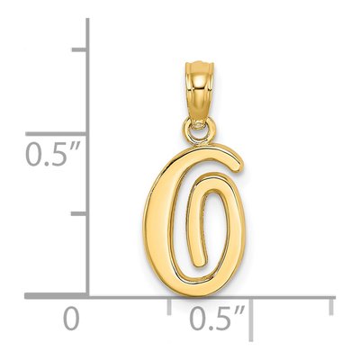 14K Yellow Gold Script Letter O Pendant – view 4
