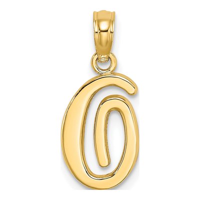 14K Yellow Gold Script Letter O Pendant