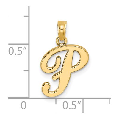 14K Yellow Gold Script Letter P Pendant – view 4
