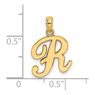 14K Yellow Gold Script Letter R Pendant – view 4