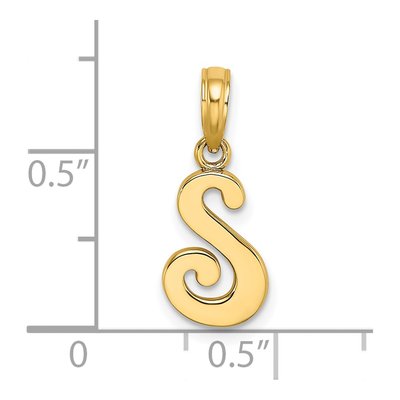 14K Yellow Gold Script Letter S Pendant – view 4